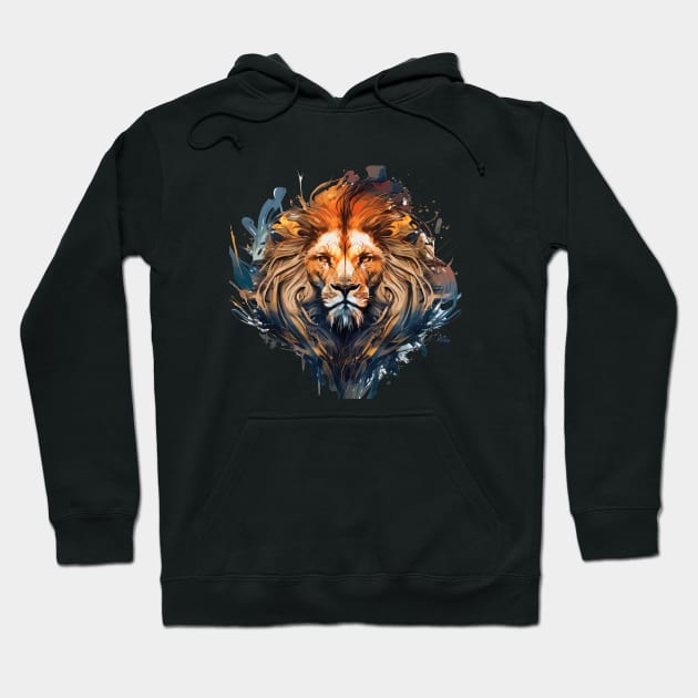 Lion Portrait Animal Painting Wildlife Outdoors Adventure Hoodie by Cubebox